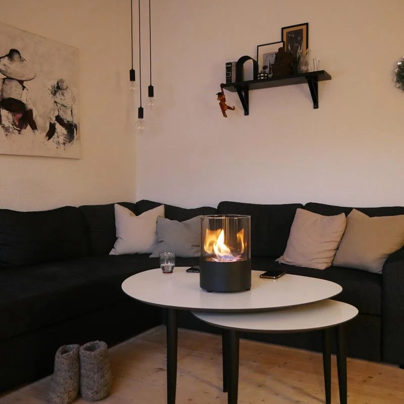 Kennington kulatý stolní biolihový krb – černý