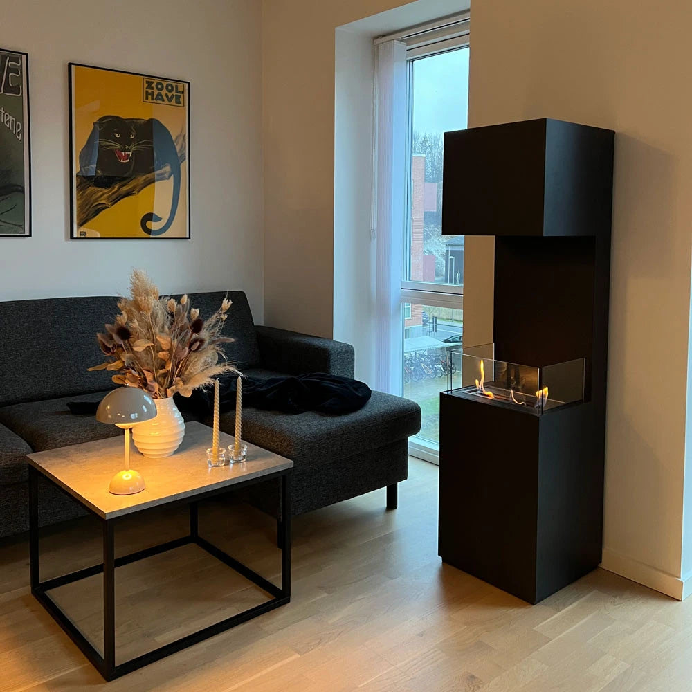 Otevřený třístranný bio krb – černý
