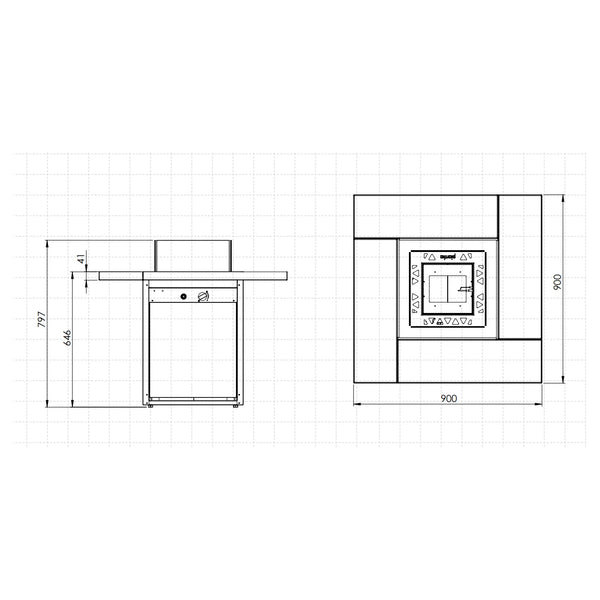 Square Table – venkovní plynový krb