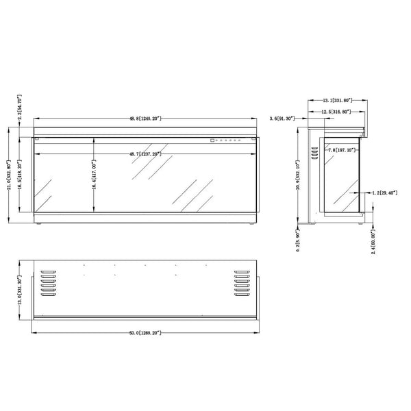 SuperB 50 - 124 cm vestavěný elektrický krb