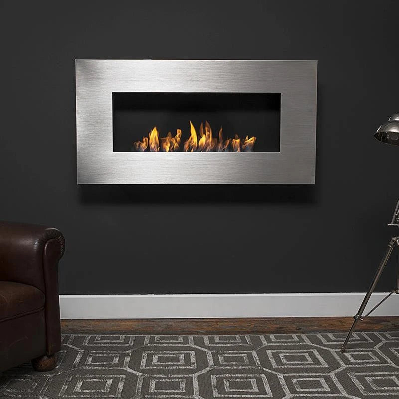 Icon Fires Nero 1150 nástěnný krb – broušená ocel