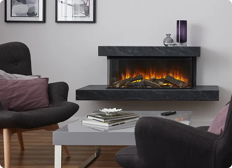 nástěnný elektrický krb s mramorovým rámem od British Fires